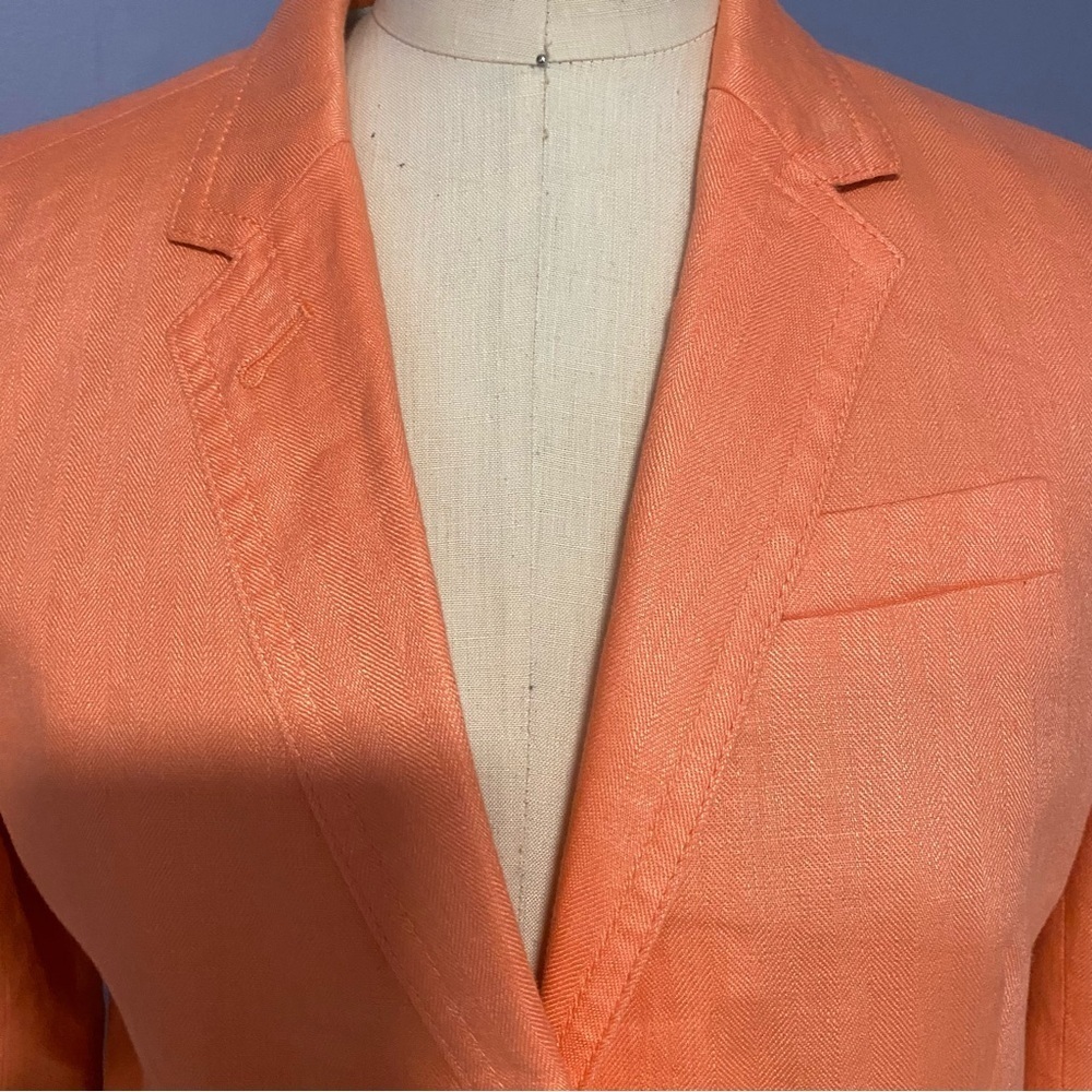J.Crew Light Orange Linen Blazer Women’s 4 Classic Tailored Jacket - Picture 3 of 12